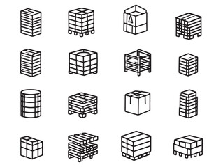 Industrial Palletizer System Line Art Vector Drawing For Packaging