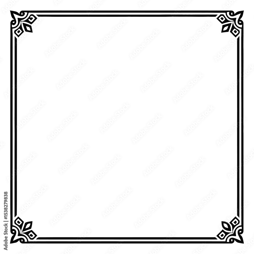 Poster elegant ornamental frame: a refined, symmetrical frame featuring delicate corner flourishes, designe