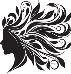 Botanical Hair Silhouette of a Woman | Nature & Beauty Vector Art
Elegant black silhouette of a woman’s profile with flowing floral and botanical hair design. A perfect fusion of nature and femininit
