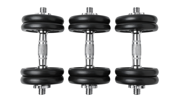 Dumbbells top view Isolated on Transparent or White Background