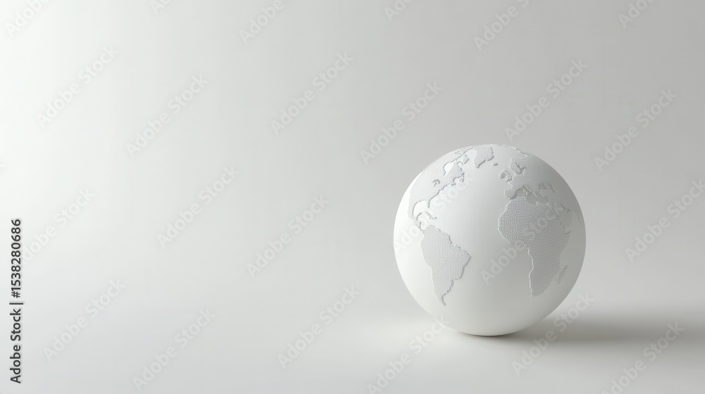 Poster globe on white background showcasing continents in minimalist style