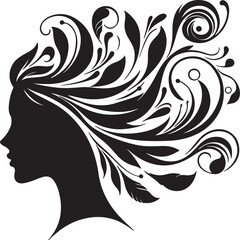 Botanical Hair Silhouette of a Woman | Nature & Beauty Vector Art
Elegant black silhouette of a woman’s profile with flowing floral and botanical hair design. A perfect fusion of nature and femininit
