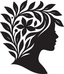 Botanical Hair Silhouette of a Woman | Nature & Beauty Vector Art
Elegant black silhouette of a woman’s profile with flowing floral and botanical hair design. A perfect fusion of nature and femininit
