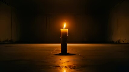 Dark room with flickering candle - Powered by Adobe