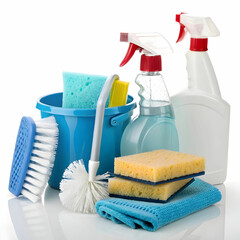 cleaning products and sponge