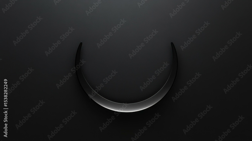 Poster abstract black crescent shape in dark studio setting