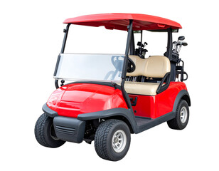 Obraz premium Red golf cart Isolated on Transparent or White Background