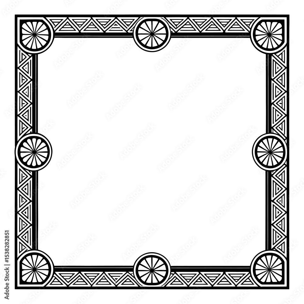 Aufkleber geometric decorative frame: a captivating geometric frame, intricate patterns, and symmetrical desig