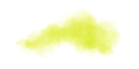 Yellow green watercolor cloud shape on white background for abstract design and creative art projects