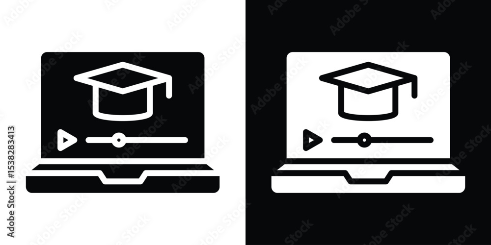 Poster E learning icon vector design template elegant style