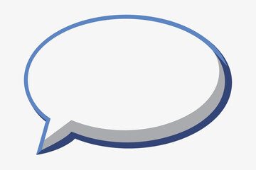 Naklejka premium Blue and Gray Speech Bubble with Shadow on White Background
