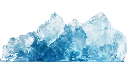 Obraz premium Iceberg, blue ice mountain with white snow and deep crevasses, steep terrain of ice, glacier landscape, blue ice mountain covered in snow, on a transparent backgrounds
