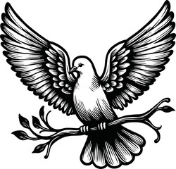 flying dove bird animal.line art vector illustration template design