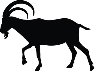 Goat. Sheep.. Black Goat. Silhouette. Animals. Running Goat. Vector. Clean and minimal design, perfect for logos, icons, conservation posters, and animal-themed artwork.