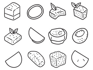 lemon coconut bars dessert sweet treat vector line art 