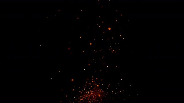 Super Slow Motion Shot of Real Fire Sparks Isolated on Black Background at 1000fps.