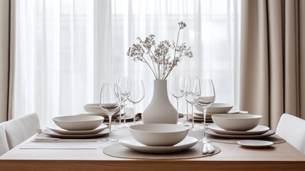 Fototapeta premium Clean, modern setting for dining table