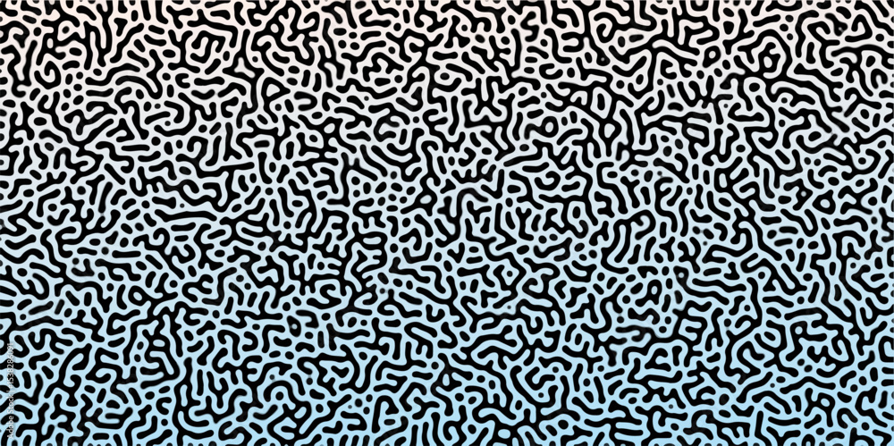 Poster abstract reaction-diffusion turing pattern natural texture blue and white gradient color scheme. lin