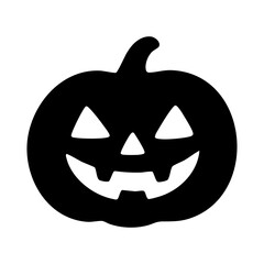 Vector silhouette of a smiling Halloween pumpkin face with triangular eyes and teeth. Minimalist black and white design perfect for stickers, decorations, kids crafts, and seasonal graphic projects.