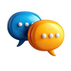 3d realistic glossy chat bubbles isolated on transparent background
