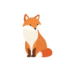 Obraz premium Adorable Fox Illustration A charming minimalist design featuring a seated fox against a plain white background.