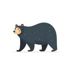 Fototapeta premium Majestic Black Bear Strolling Through Nature, A Minimalist Vector Illustration