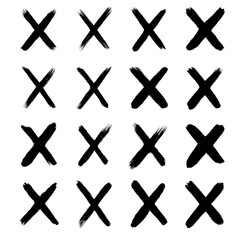 Vector X Marks Hand-Drawn Cross and Brush Stroke Letter X Icons