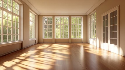 Obraz premium Image of a vacant, well-lit living space with no furnishings