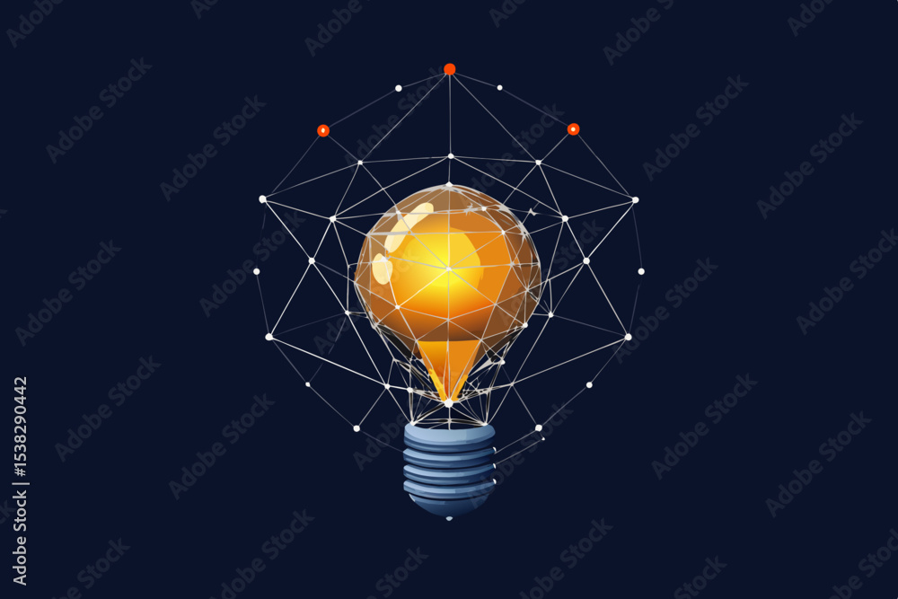 Poster abstract light bulb with network connection for innovation and technology concept vector