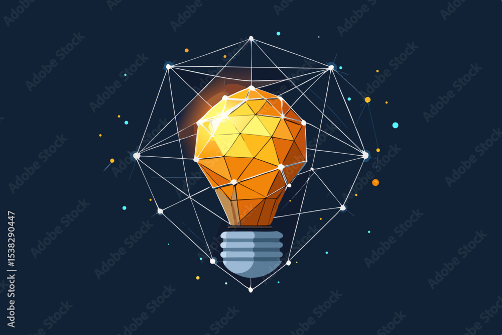Poster abstract light bulb with geometric network for creative ideas and innovation vector