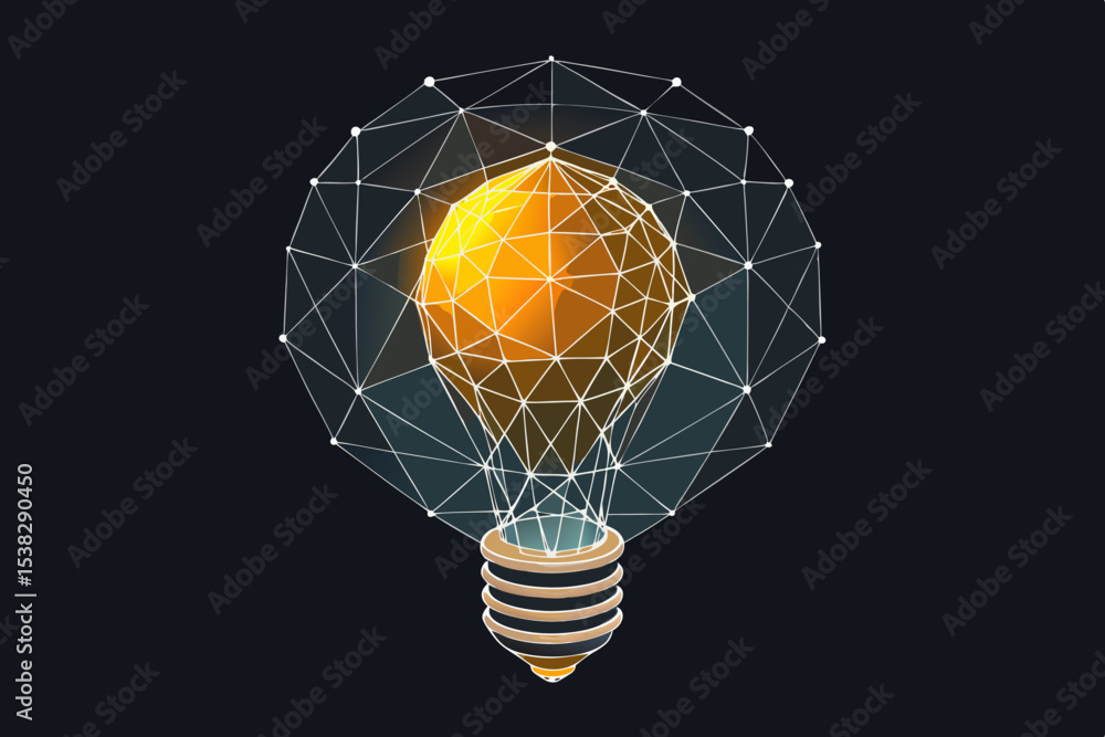 Poster abstract lightbulb with network connection symbolizing innovation technology and creative ideas vect