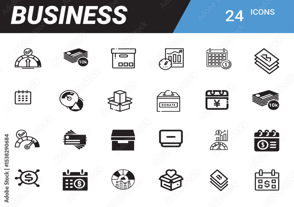 Poster business icon set: a comprehensive collection of meticulously crafted, singular icons representing k