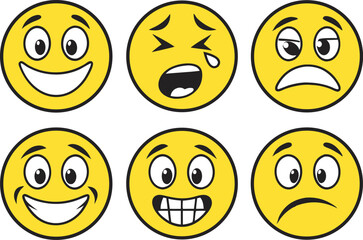 World Emoji Day Celebration Illustration Design. Colorful Flat Style Emoji Faces for Emoji Day. Fun and Expressive Emoji Design for Emoji Day. Clean Layout of Emoji Faces for World Emoji Day