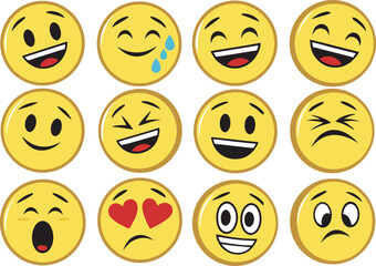 World Emoji Day Celebration Illustration Design. Colorful Flat Style Emoji Faces for Emoji Day. Fun and Expressive Emoji Design for Emoji Day. Clean Layout of Emoji Faces for World Emoji Day