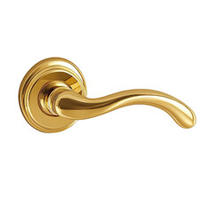 Elegant Golden Door Handle with Curved Design isolated on transparent white background, clipping path