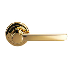 Elegant Golden Door Handle with Curved Design isolated on transparent white background, clipping path