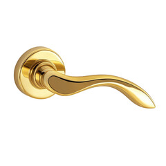 Elegant Golden Door Handle with Curved Design isolated on transparent white background, clipping path