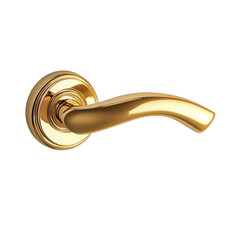 Elegant Golden Door Handle with Curved Design isolated on transparent white background, clipping path