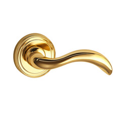 Elegant Golden Door Handle with Curved Design isolated on transparent white background, clipping path