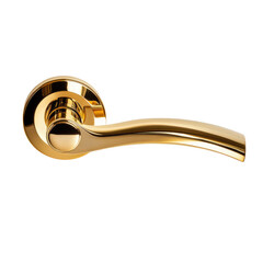 Elegant Golden Door Handle with Curved Design isolated on transparent white background, clipping path