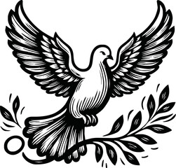 flying dove bird animal.line art vector illustration template design