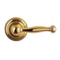 Elegant Golden Door Handle with Curved Design isolated on transparent white background, clipping path