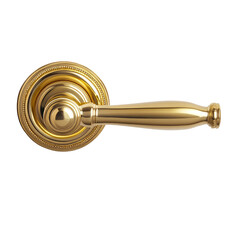 Elegant Golden Door Handle with Curved Design isolated on transparent white background, clipping path