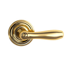 Elegant Golden Door Handle with Curved Design isolated on transparent white background, clipping path
