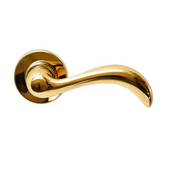 Elegant Golden Door Handle with Curved Design isolated on transparent white background, clipping path