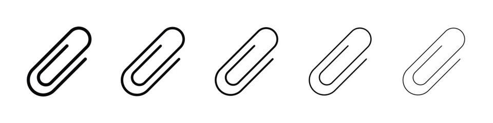 Attachment clip icons in black stroke designs on white background