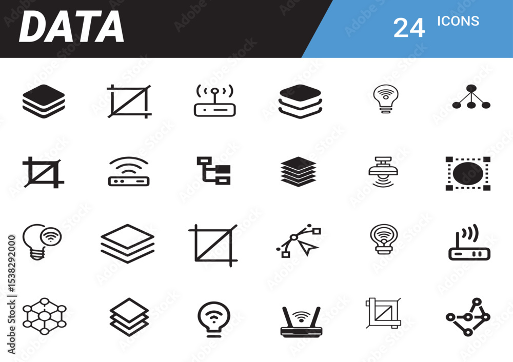 Poster data icon set: a comprehensive collection of 24 meticulously crafted data icons, perfect for present