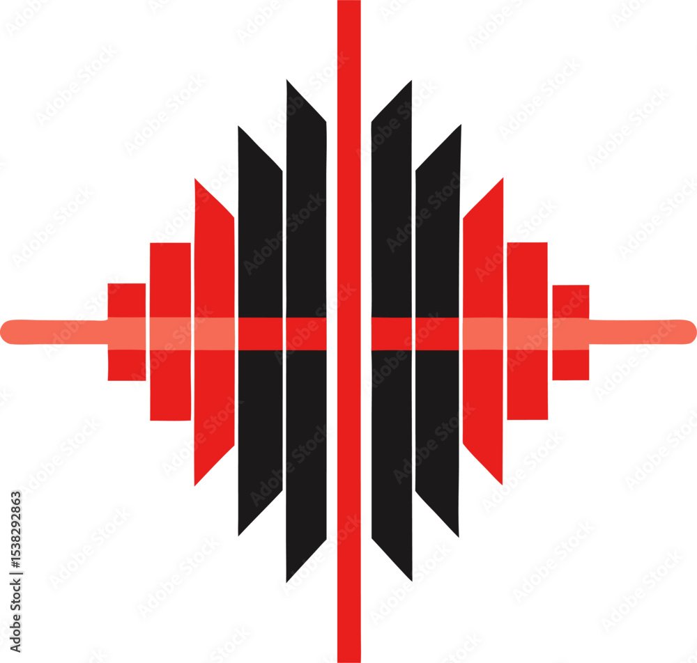 Poster layered audio waveform symbol split by intersect
