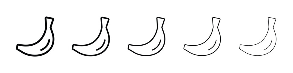 Banana icons in black stroke designs on white background