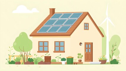 Fototapeta premium house with solar panels